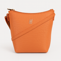 Orange Faux Leather Crossbody Handbag for Women