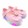 Girls Pink LED Bow Shoes