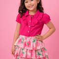 Girls Pink Floral Skirt Set