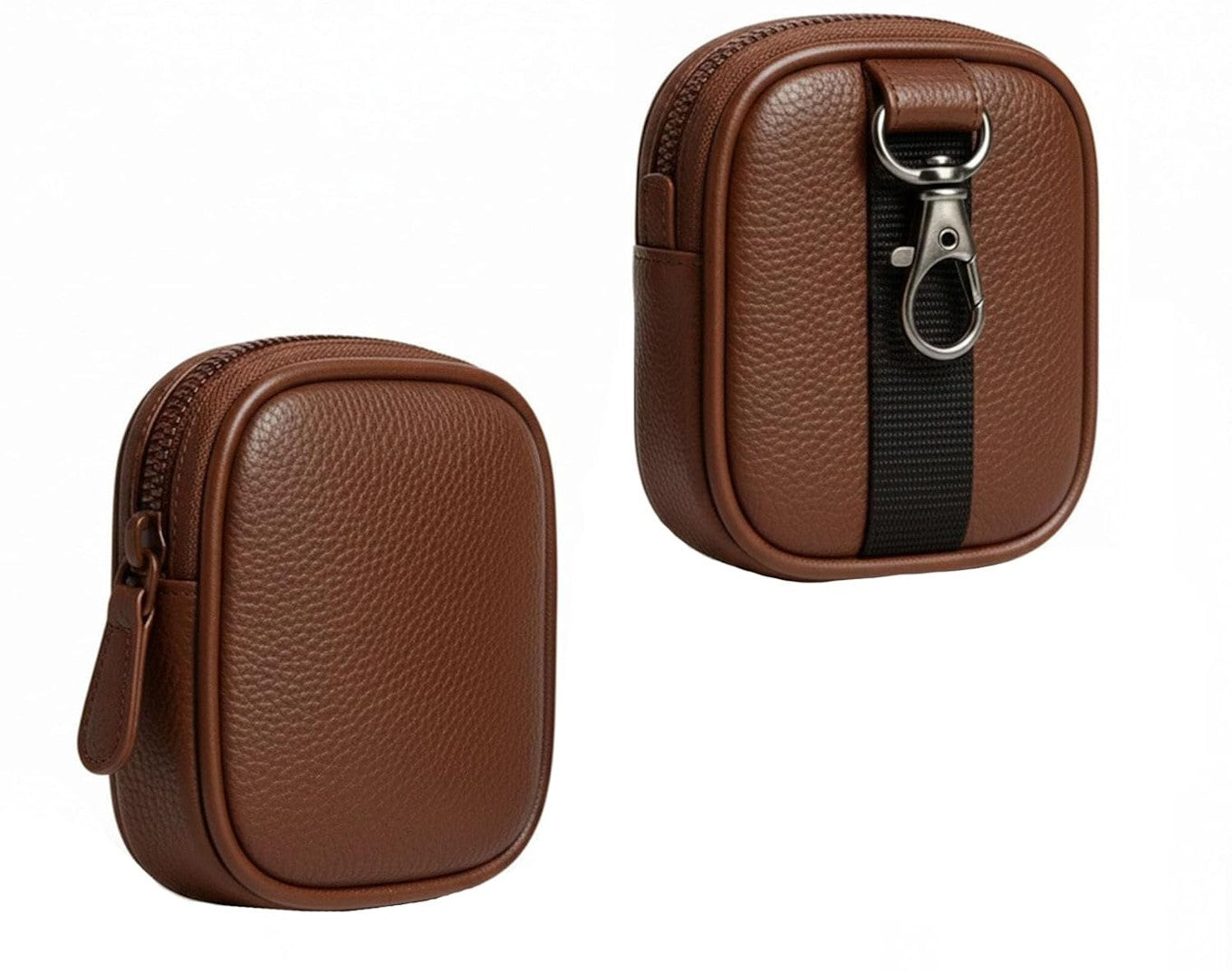 Mini PU Leather Earbuds Pouch with Hook
