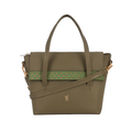 Olive Green Structured Handbag with Gold Hardware