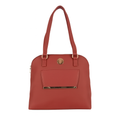 Red Shoulder Handbag with Gold Accent