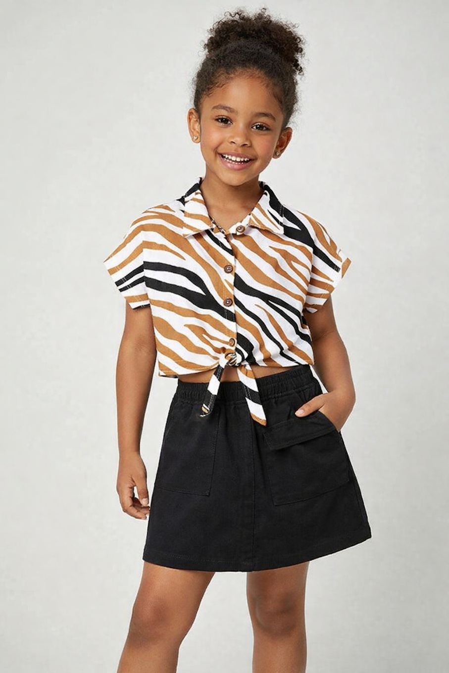 Girls Zebra Print Top & Skirt Set