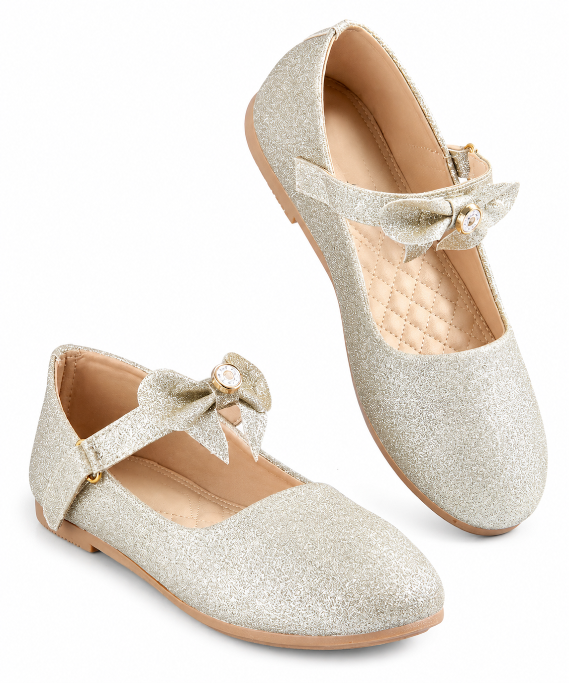Girls Glitter Bow Ballet Flats