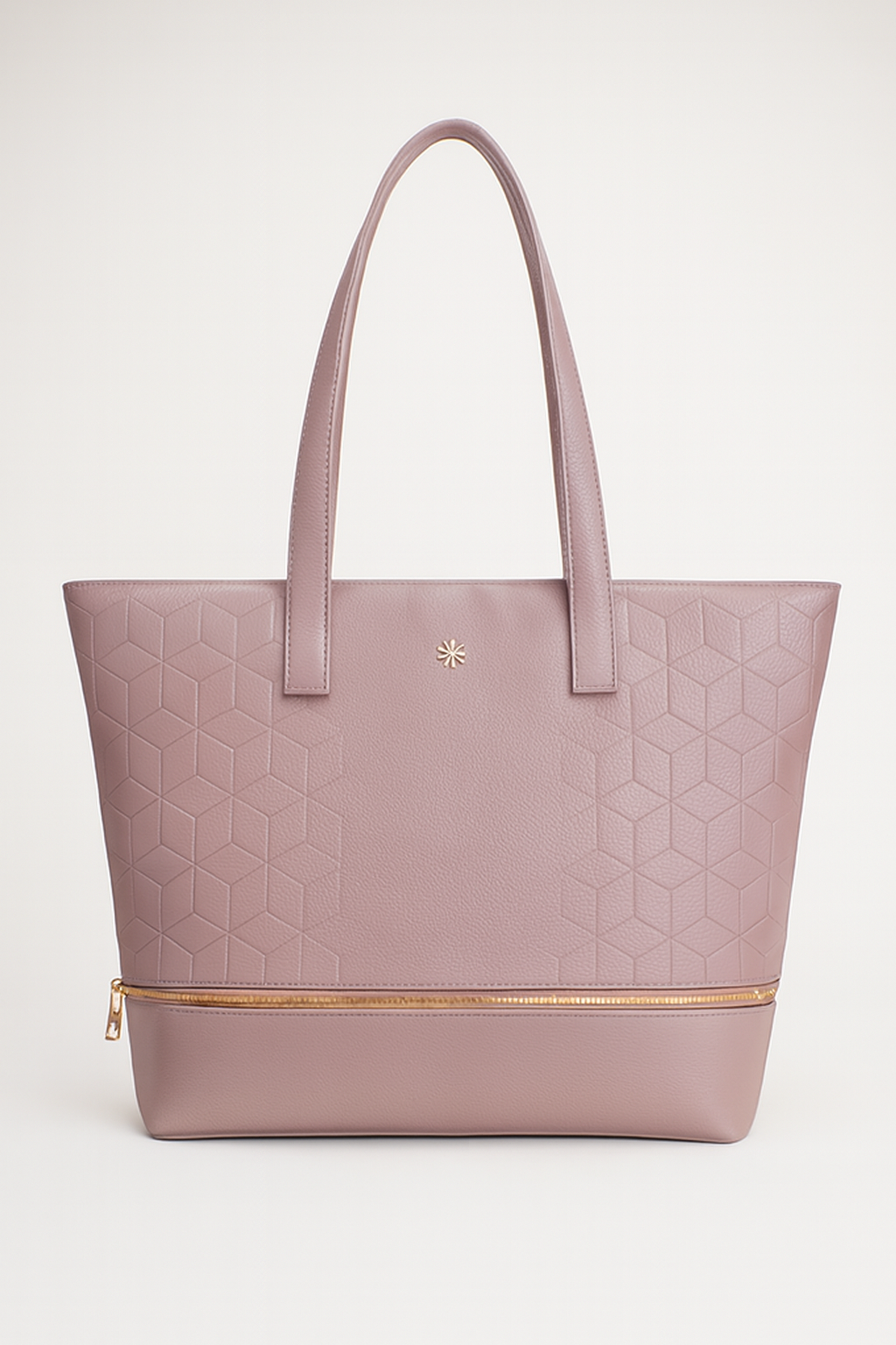 Mauve Geometric Tote Bag with Dual Compartments