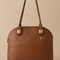 Women's Brown Leather Tote Bag with Dual Handles