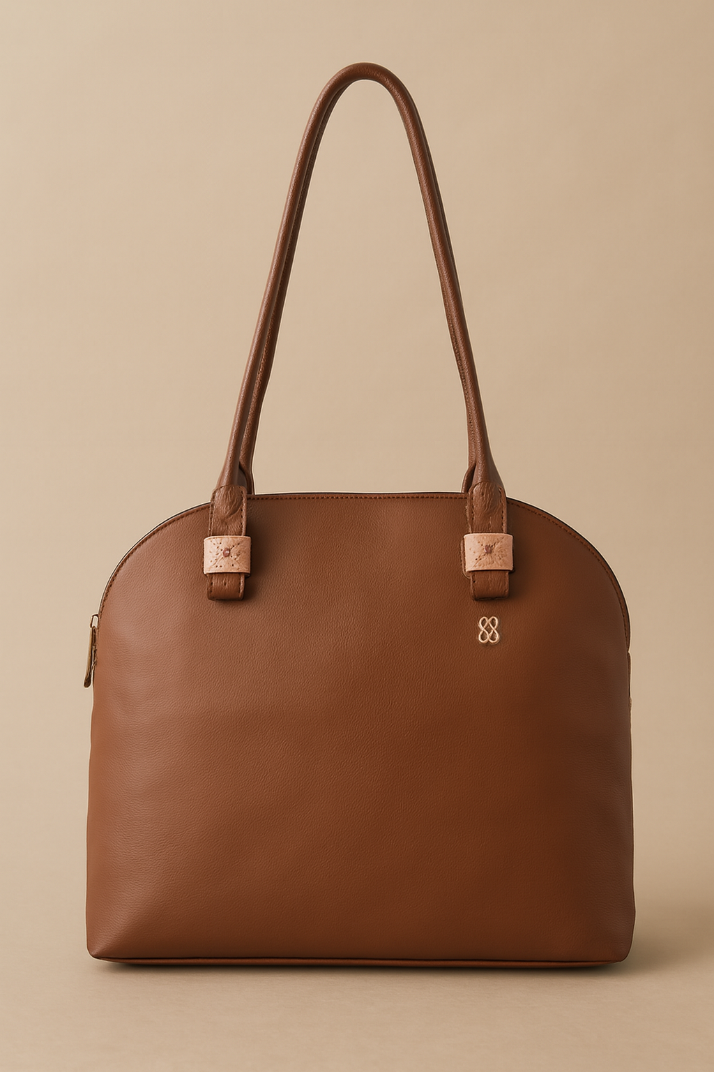 Women's Brown Leather Tote Bag with Dual Handles