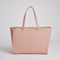 Light Pink Structured Tote Handbag with Gold Studs