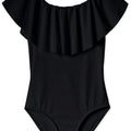 Black Draped Swimsuit for Girls